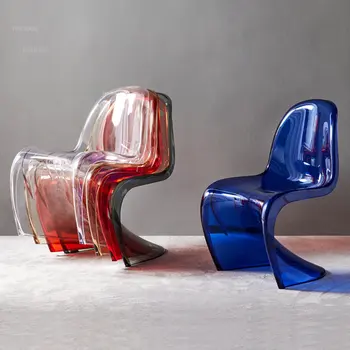 Скандинавские Пластиковые обеденные стулья, Ресторанная мебель, Легкие Роскошные Гостиничные Прозрачные стулья, Креативный обеденный стул со спинкой для домашней кухни