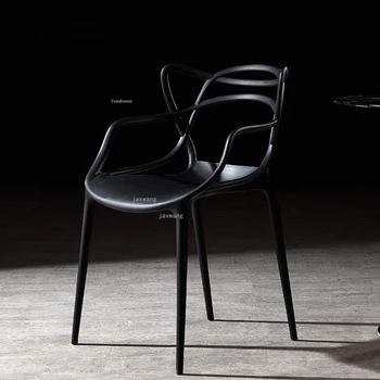 Скандинавские дизайнерские Пластиковые обеденные стулья, Современные стулья для столовой со спинкой для отдыха, Кухонная мебель, Креативный стул для макияжа в спальне