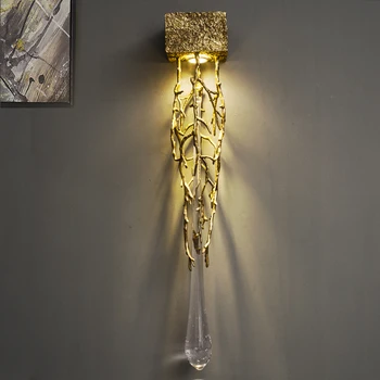 Скандинавский Прозрачный Хрустально-золотой настенный светильник, Роскошное бра, настенный светильник для гостиной, спальни, лестничного прохода, креативный светодиодный настенный светильник