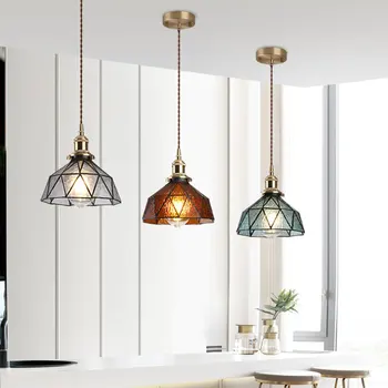 Скандинавский винтажный светодиодный подвесной светильник со стеклянным абажуром, подвесные светильники для кухни, спальни, прикроватной тумбочки, прохода, ресторана, светильника для домашнего декора.