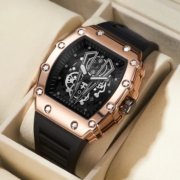 Совершенно новые мужские часы Модный механизм с автоподзаводом, светящиеся водонепроницаемые часы, спортивные мужские кварцевые наручные часы с силиконовым ремешком