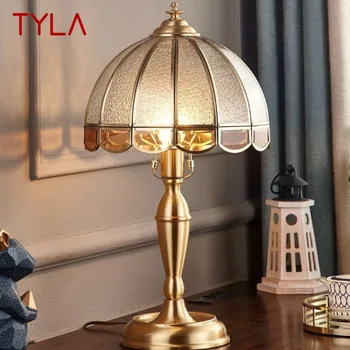Современная латунная настольная лампа TYLA LED Винтажный Креативный Золотой Роскошный Стеклянный Медный Настольный светильник для дома Гостиной Кабинета Спальни