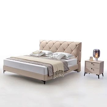 Современная простая деревянная кровать, Удобная тканевая напольная кровать размера 