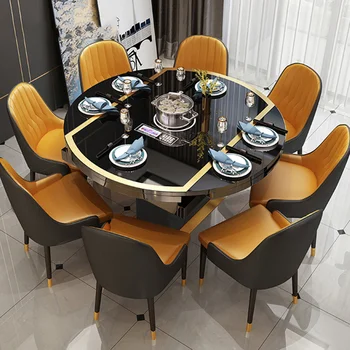 Современная складная индукционная плита для помещения, Обеденный Круглый стол, Поворотный стол, ресторан, квартира, Мебель для дома Penteadeira GY50CZ