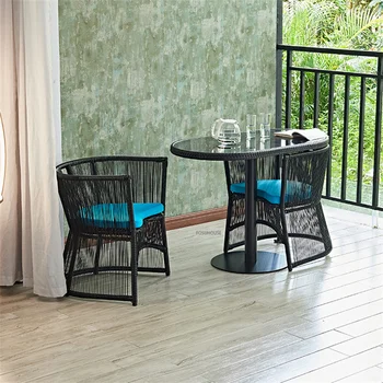 Современное сочетание чайного столика и стульев на балконе, Домашний Креативный Садовый стул, Мебель для патио, Стол для отдыха, уличная мебель U