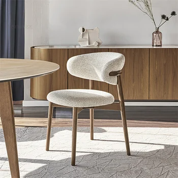 Современные минималистичные обеденные стулья из массива дерева для кухни Nordic Light, роскошный дизайнерский кожаный обеденный стул, стулья для отдыха со спинкой