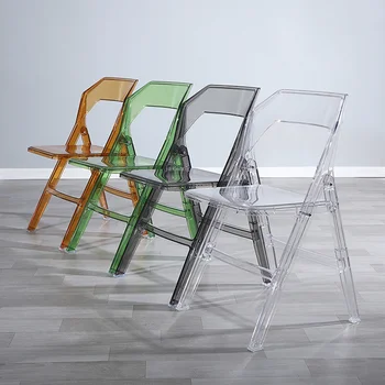 Современные обеденные стулья из прозрачного пластика, Скандинавский стул со спинкой из акрилового хрусталя, Бытовая кухонная мебель, Обеденный стул для отдыха