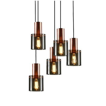 Современные подвесные светильники из серого стекла скандинавского дизайна Ресторан бар кафе внутреннее освещение промышленные светильники светильники для домашней кухни