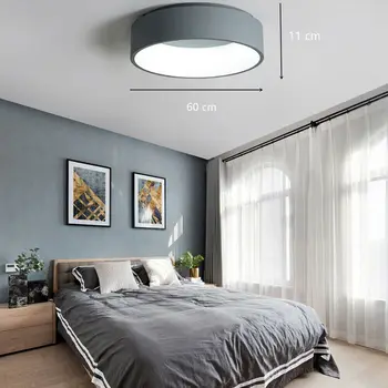 Современный акриловый Круглый потолочный светильник с регулируемой яркостью, светодиодный Подвесной светильник, Люстра для скрытого монтажа, домашний осветительный прибор серого цвета