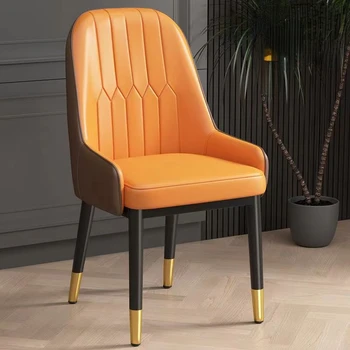 Современный обеденный стул в скандинавском стиле, кожаное Оранжевое офисное кресло для салона красоты, Металлическая гостиничная кухня, кухонная мебель Sedie Cucina A2