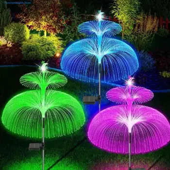 Солнечные светодиодные фонари в виде медуз, наружный Садовый газон, 7 декоративных светильников, меняющих цвет, Водонепроницаемый декор для внутреннего дворика, дорожки во дворе