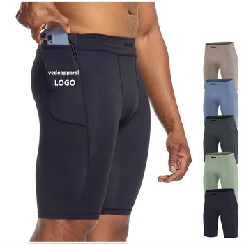Спортивные шорты Эластичный компрессионный баскетбольный базовый слой Шорты для фитнеса с карманом одежда для фитнеса мужская