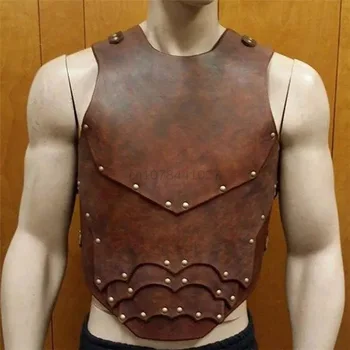 Средневековые винтажные наплечники в стиле стимпанк, мужские наплечные доспехи Larp Battle Viking, Воин-самурай, Рыцарская сбруя, Кожа