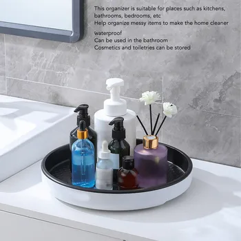 Стеллаж для хранения поворотного стола Пластиковый Косметический Органайзер для макияжа, вращающийся на 360 градусов Органайзер для кухни, ванной комнаты, офиса