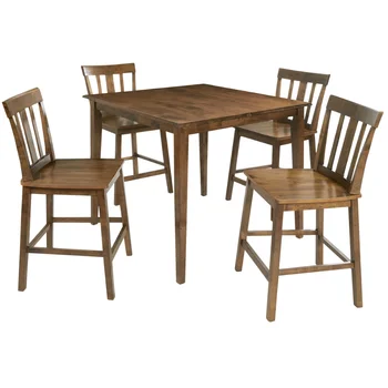 Столовые наборы из 5 предметов, обеденный набор высотой со столешницу Mission, включая стол и 4 стула, вишневого цвета, набор из 5 штук