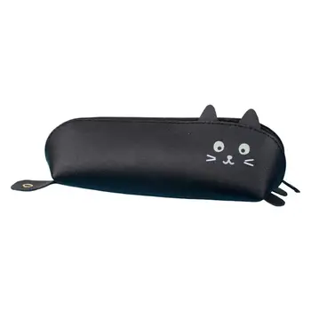 Сумка для карандашей милой формы с мультяшным котом, Вместительная сумка для карандашей, канцелярская сумка для мальчиков и девочек, Переносная школьная сумка на молнии