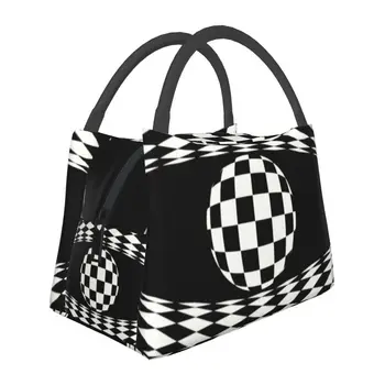 Сумка для ланча с абстрактным дизайном в виде шахматной доски, мужская Женская сумка для ланча с термоизоляцией, ланч-боксы для пикника, кемпинга, работы, путешествий