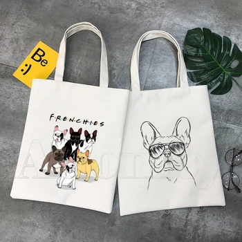 Сумка для покупок French Bulldog, сумка для покупок Bolsas De Tela, сумка для покупок Bolsa, Джутовая сумка, ткань на заказ