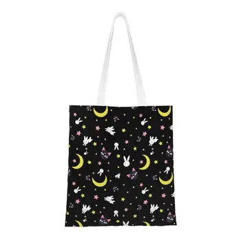 Сумки для покупок с лунным рисунком Усаги Цукино, холщовые сумки для покупок через плечо, японская сумка с принтом моряка Манга