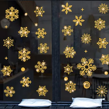Счастливого Рождества, Наклейка на Оконное стекло в виде Снежинки, Электростатическая наклейка, Новогодние Наклейки на стены детской комнаты, наклейки для дома, декор