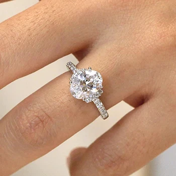 Темпераментные Элегантные кольца с овальным кубическим цирконием для женщин серебристого цвета, роскошные Модные обручальные кольца для помолвки, ювелирные изделия 2023 года