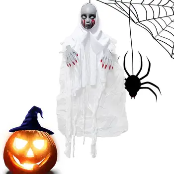 Украшения с привидениями на дереве на Хэллоуин, Страшные украшения с привидениями на Хэллоуин, Дизайн с кровоточащим лицом призрака, Страшные жнецы на Хэллоуин