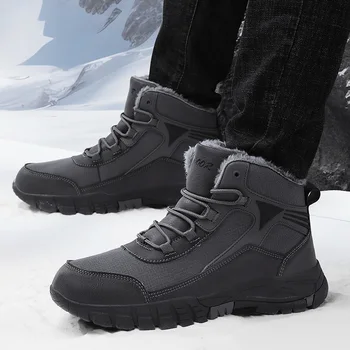 Уличная зимняя плюшевая теплая походная обувь, мужские высококачественные водонепроницаемые повседневные треккинговые кроссовки, мужские нескользящие альпинистские треккинговые ботинки