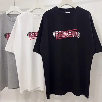Универсальная футболка с логотипом High Street VTM, Повседневная Хлопковая Уличная Одежда Оверсайз Y2k, Топ Для мужчин и Женщин, Футболка с коротким рукавом