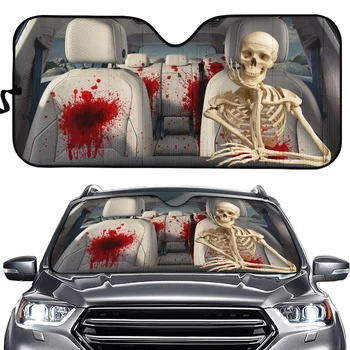 Универсальное лобовое стекло автомобиля с рисунком черепа, Модные Аксессуары для салона автомобиля, Складной солнцезащитный козырек для защиты от ультрафиолета на переднем стекле