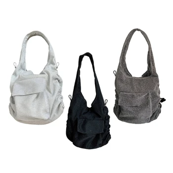 Уникальная и модная сумка-шоудлер со складками на шнурке, повседневная сумка, сумки-тоут E74B