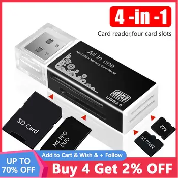 Устройство чтения карт 4 в 1 USB 2.0 Multi Card Reader Адаптер памяти для устройства чтения карт памяти Memory Stick Pro Duo Micro SD/ T-Flash/M2/ MS