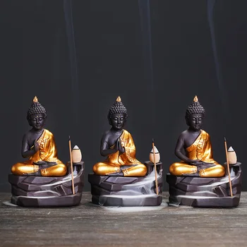 Фиолетовый песок Ладан Шакьямуни Украшение Курильницы Творчество Юго-Восточная Азия Курильница для благовоний с обратным потоком Индийского Будды