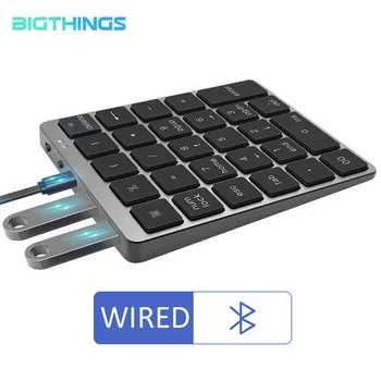 Цифровая клавиатура Беспроводная цифровая клавиатура Bluetooth Из алюминиевого сплава с двумя портами USB 2.0 Для портативного компьютера с Windows, телефона