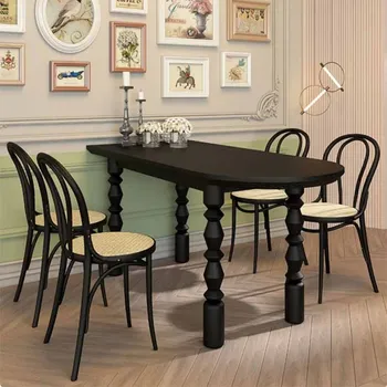 Черный Роскошный обеденный стол из натурального дерева, кухня, прихожая, журнальные столики, Компьютерная библиотека, Mesas De Jantar Мебель для дома