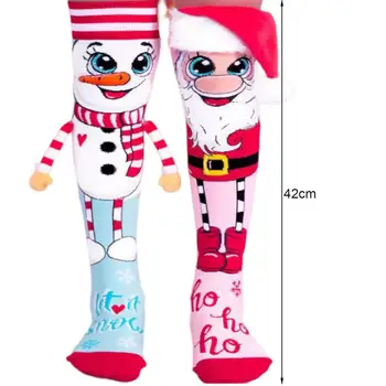 Шикарные Рождественские носки Разноцветные Рождественские чулки с героями мультфильмов, прозрачный принт Санта Снеговик, рождественские украшения, носки для украшения