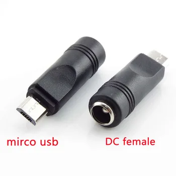 Штекер DC 5,5 *2,1 мм от розетки до Micro USB, разъем для преобразователя питания, разъем адаптера зарядного устройства для ноутбука / планшета / мобильного телефона