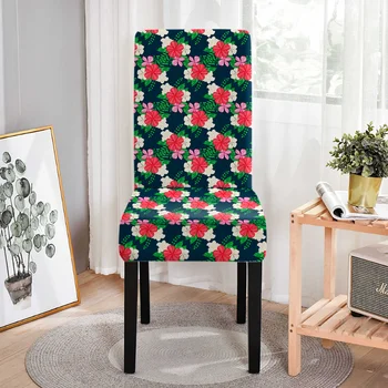 Эластичный чехол для стула с рисунком в виде цветочных листьев, эластичный чехол для стульев в столовой, протектор для стульев для банкета, свадьбы