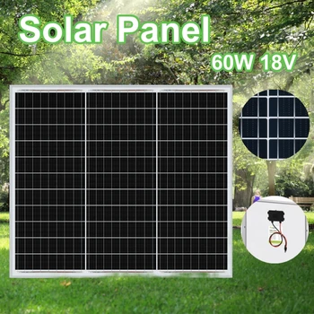 Элементы солнечной панели мощностью 60 Вт 18 В, Монокристаллический солнечный фотоэлектрический модуль для автомобиля / Лодки / Аккумулятора/кемпинга