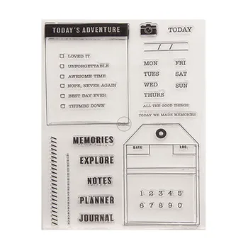 Этикетка для календаря DzIxY Прозрачные штампы для изготовления открыток, альбомы для вырезок, принадлежности для рукоделия, силиконовые уплотнения, чернильная подушечка, Прозрачные трафареты.