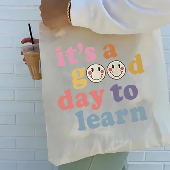 Это хороший день, чтобы учиться, сумка-тоут для учителя, Это хороший день, чтобы любить Жизнь, Зеленая Хлопчатобумажная сумка-тоут, серьезно проживать каждый день