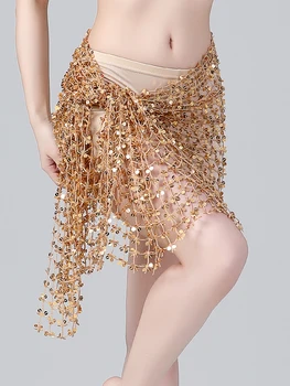 Юбка для танца живота с блестками, праздничная юбка в сеточку, костюм юбки для рейв-вечеринок для женщин и девочек