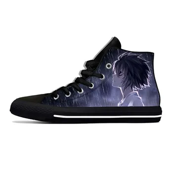 Японский аниме Манга Мультфильм Death Note L Lawliet Повседневная тканевая обувь с высоким берцем Легкие дышащие мужские и женские кроссовки с 3D принтом