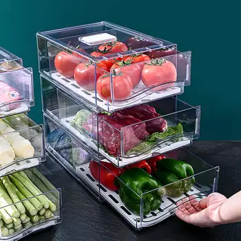 Ящик для хранения Холодильника Пищевой, Не содержащий BPA, Штабелируемый Органайзер для овощей В Холодильнике Кухонные Принадлежности