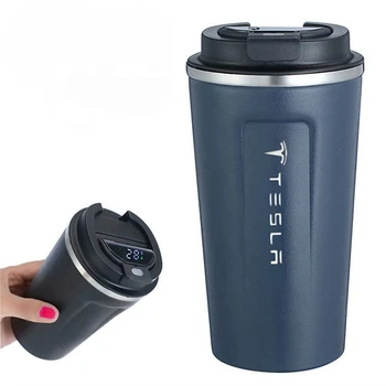 автомобильная кофейная чашка объемом 510 мл для Tesla Model 3, модель X S Y, интеллектуальный температурный дисплей из нержавеющей стали, изоляционная чашка для салона автомобиля