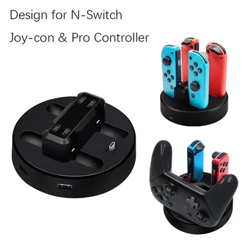для Nintendo Switch Joycon 4 контроллер, зарядное устройство, док-станция, держатель 5 В 1, зарядная док-станция для геймпада Nintendo Switch Pro