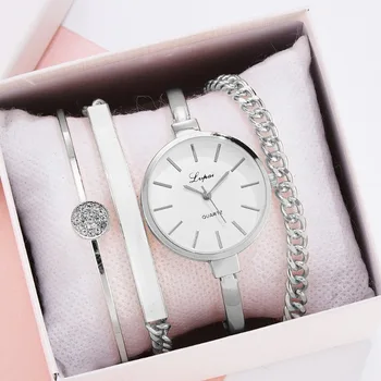 женские часы из 4 предметов, роскошный металлический ремешок для часов, деловые женские часы, кварцевые часы, женские часы, модные наручные часы Montre Femme