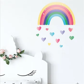 красочная наклейка на стену love rainbow для детских комнат, гостиной, детской спальни, настенной росписи, детских наклеек