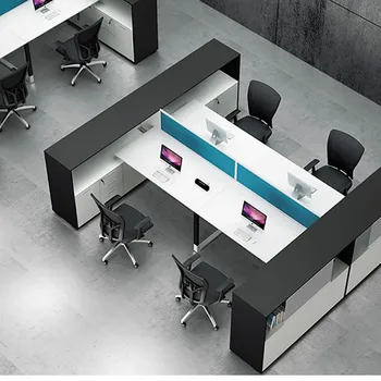 офисный стол с металлическими ножками на 2-4 места, Офисное Модульное Рабочее Место, Офисная Кабина на 4 места, офисный письменный стол