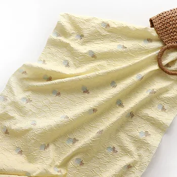 рельефная ткань, окрашенная нитью длиной в один метр, трехмерная текстура, лимонные листья, Модная ткань для пошива платьев
